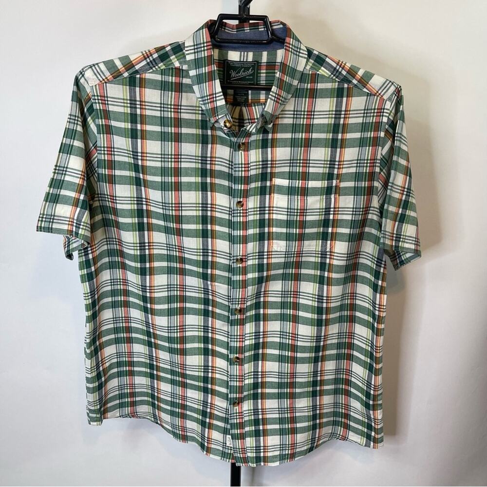 Woolrich Green Plaid Short Sleeve Shirt Size XL Men’s